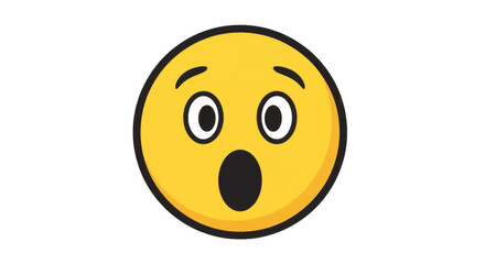 Fototapeta premium Surprised yellow emoji face with open mouth. Shocked emoticon vector illustration. Flat cartoon icon for social media and chat apps