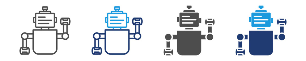 chatbot greeting icon set multiple style