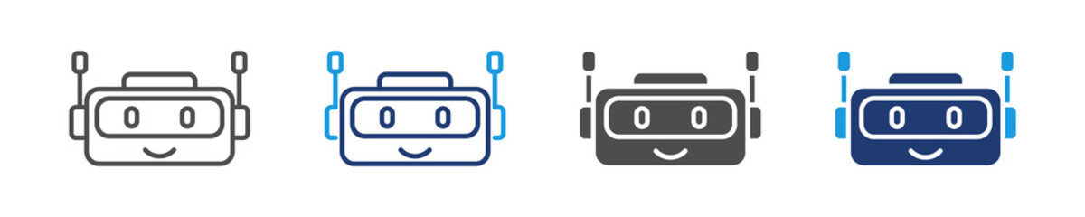 chatbot face icon set multiple style