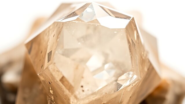 condoning. A naturally formed icosahedral crystal mineral, refracting geometric light in soft natural lighting against a clean background. STEM education sheets.