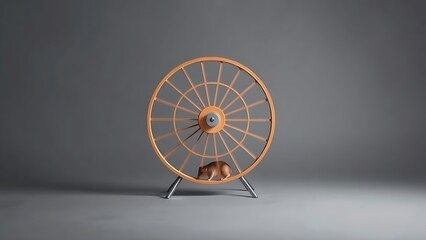 antecedence. Hamster wheel in endless rotation on a plain grey background. wildlife magazines, conservation campaigns, designed for nature documentaries and education, used by health educators.
