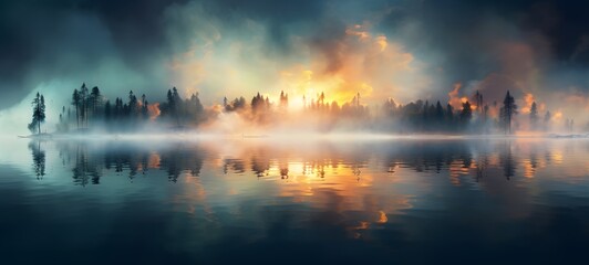 Fototapeta premium a light lake,generative AI