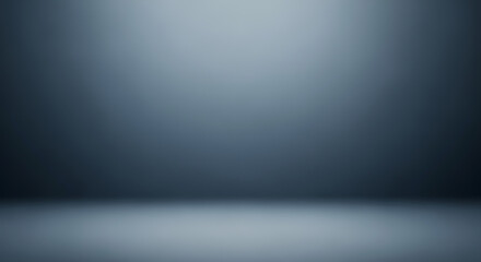Cool tone studio room background with gradient blue grey light effect design