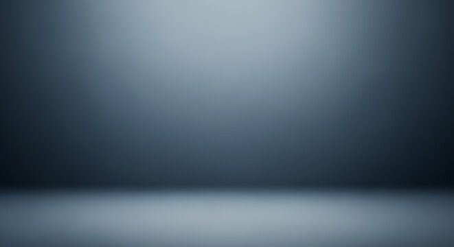 Cool tone studio room background with gradient blue grey light effect design
