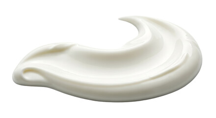 A smooth swirl of white cream isolated on transparent background, highlighting its rich texture and potential use in culinary or cosmetic applications