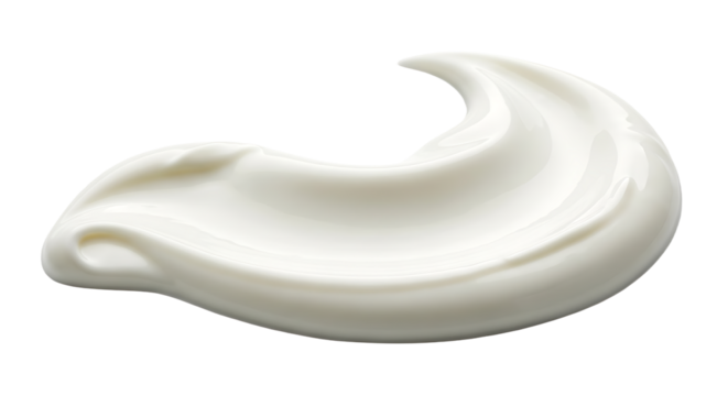 A smooth swirl of white cream isolated on transparent background, highlighting its rich texture and potential use in culinary or cosmetic applications - Powered by Adobe