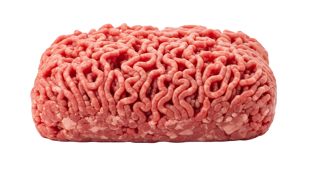 Closeup of fresh ground beef, showcasing its texture and color, isolated on transparent background perfect for culinary projects and foodrelated content