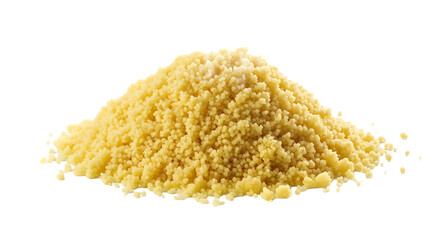 Heap of couscous isolated on transparent background, showcasing its fine texture and golden color, a versatile ingredient for various culinary dishes