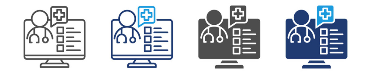 virtual doctor icon set multiple style