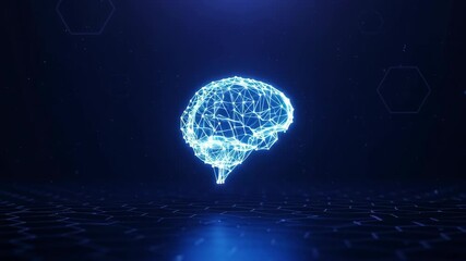 Artificial intelligence digital brain glows on dark surface, conveying information and processing power. Artificial intelligence shows brain power in technology and science. - Powered by Adobe