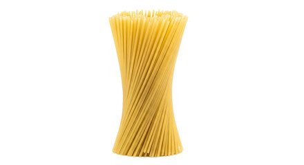 Close up of uncooked spaghetti pasta isolated on transparent background, a staple ingredient for italian cuisine and delicious pasta dishes