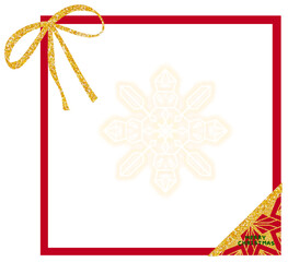 Christmas Frame with gold Ribbon and Snowflake Decoration