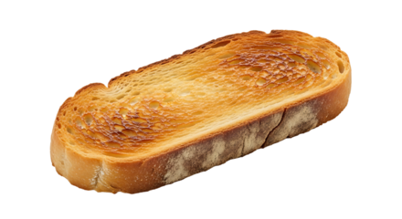 Crispy golden brown toast isolated on transparent background, a simple yet satisfying breakfast staple that can be enjoyed with butter, jam, or other toppings