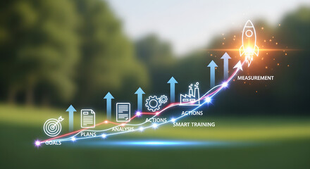 Business Growth Strategy Process Concept Luminous Illustration Copy Space