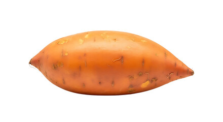 A single sweet potato isolated on transparent background, highlighting its smooth orange skin and distinctive form, ideal for culinary and healthrelated themes