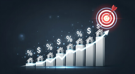 Real Estate Investment Growth Property Market Financial Success 3D Render Copy Space