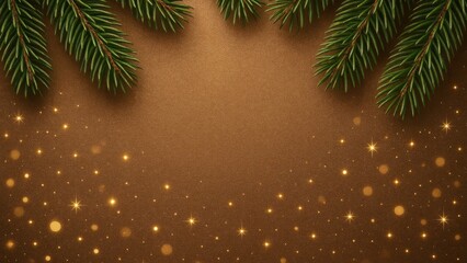 Festive pine branches golden sparkles desktop wallpaper