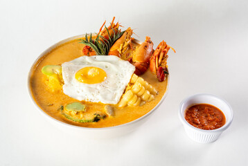 Peruvian food, shrimp suck, traditional dish from southern Peru