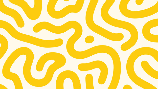 Abstract yellow organic shapes on a soft pale cream background