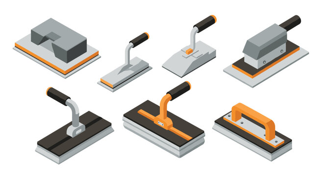 Isometric pottery and craft tools collection with earthen colors and traditional patterns