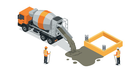 Elderly potter crafting clay pot on wheel in isometric style