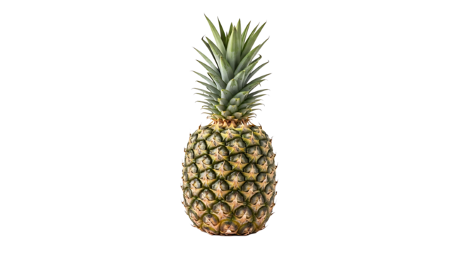 Fresh and vibrant pineapple isolated on transparent background, showcasing its textured skin, spiky leaves, and tropical appeal, perfect for healthy eating concepts
