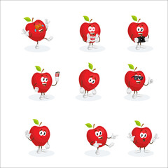 All Set Happy Red Apple Mascot Logo Vector