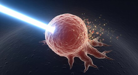 Illustration of Laser Targeting Cancer Cell in High Definition Sci-fi Concept