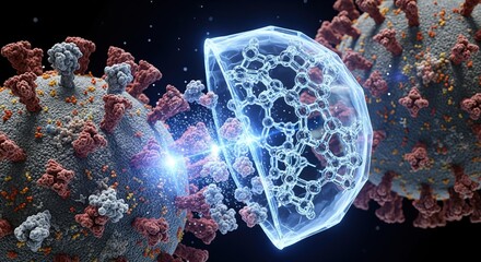 Intricate Visualization of Virus Interaction with a Protective Barrier at Microscopic Level