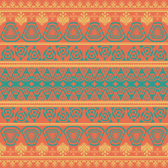 Traditional Thai geometric pattern with warm colors and seamless ethnic ornamental design.