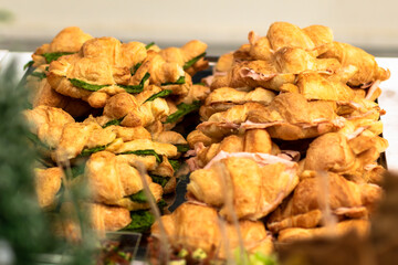 Catering buffet in Northern Italy characterized by presence of typical products like cottage cheese, lard, anchovies and salami.