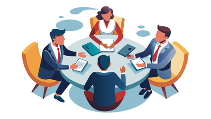 Diverse business team collaborating around a round table