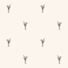 Christmas Seamless Pattern with Holly Berries, Christmas bow and Winter Foliage on Light Background