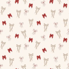 Seamless Pattern with Decorative Bows for Christmas and Valentine&rsquo;s Day