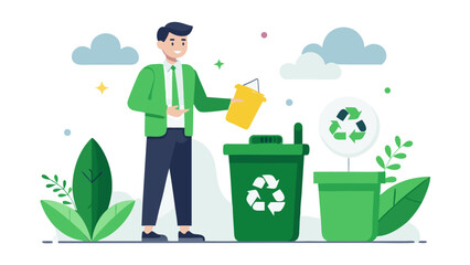 Man recycling and caring for the environment
