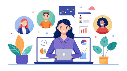 Team collaboration and data analysis with a laptop