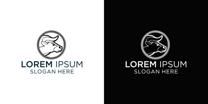 Bull head logo design perfect for finance, agriculture, or livestock businesses needing a strong, memorable brand identity that conveys strength, confidence, and prosperity