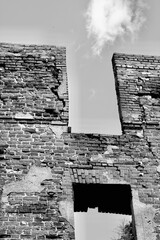 Remains of the walls of the Insterburg Castle in Russia, Kaliningrad Region, Chernyakhovsk