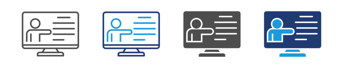 virtual tutors icon set multiple style