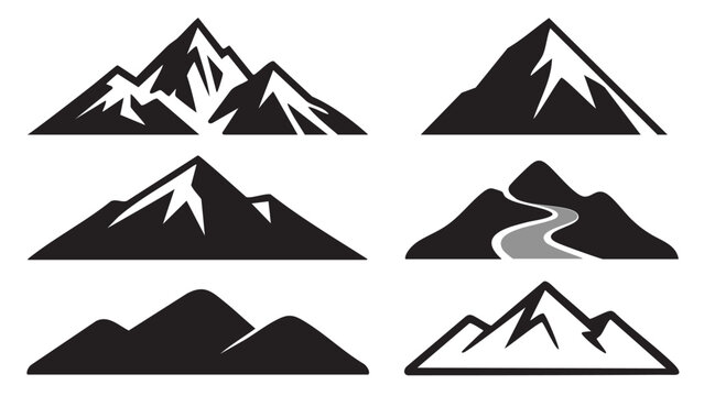 Black and white mountain silhouettes arranged in a simple geometric pattern