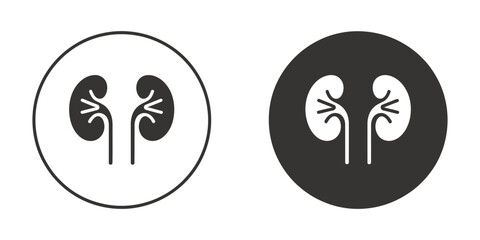 Human kidney organ icon set showing internal anatomy, health, medical, and urology concepts for educational or diagnostic applications, isolated vector graphic