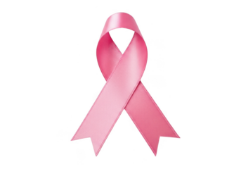 Pink ribbon symbol for breast cancer awareness, isolated on transparent background