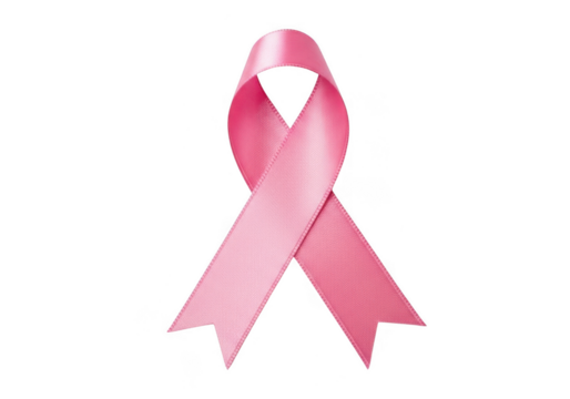 Pink ribbon symbol for breast cancer awareness, isolated on transparent background