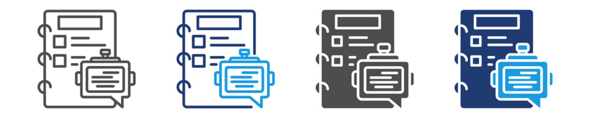 chatbot study guides icon set multiple style