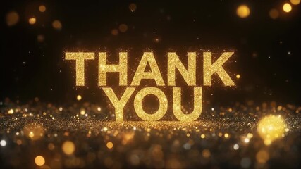 Elegant golden glitter thank you animation with bokeh effects - Powered by Adobe
