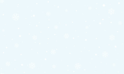 Seamless vector white snowfall pattern on light background flat style. Winter falling snow texture. Cartoon white snowflake Christmas or New Year overlay. Wrapping paper or endless web page fill