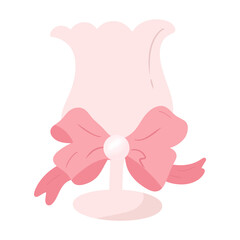 Romantic Pink Dessert Glass with Double Ribbon Bow Decoration - Valentine's Day Theme