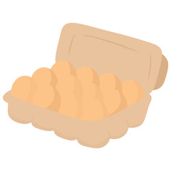 Fresh Brown Eggs in Open Carton Basket Icon - Breakfast and Baking Ingredient