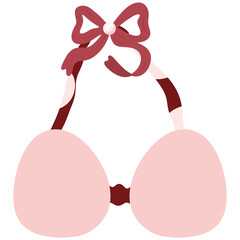Cute Pink Bra Underwear Icon with Small Ribbon Bow - Lingerie and Fashion Element