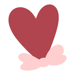 Deep Red Heart on Soft Pink Clouds Icon - Passionate Love and Romantic Graphic
